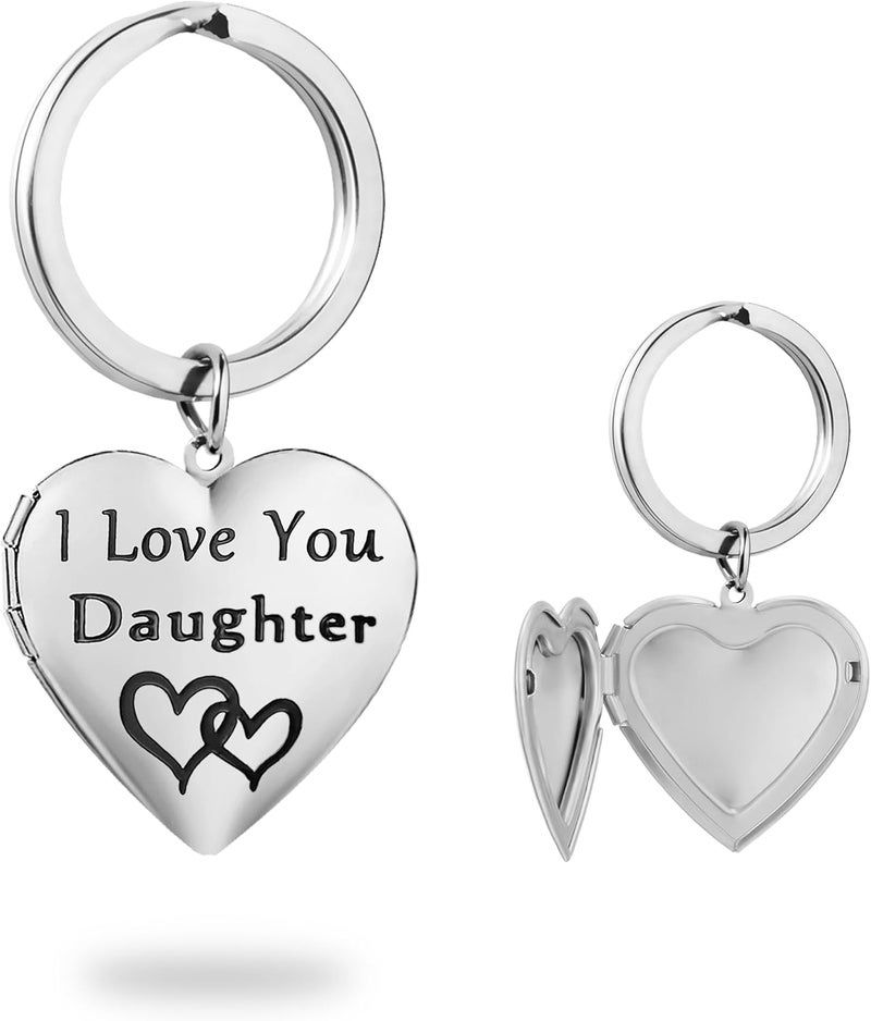 PHOCKSIN Silver Heart Locket Keychains for Women Gold Photo Locket Key chain that Hold Pictures New Years Gifts for Women - Image 1